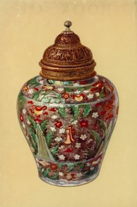 Pot, Dynastie Ming, Chinois, avec couvercle en laiton persan