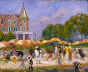 Parasols de plage à Blue Point - William Glackens