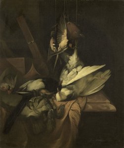 Nature morte avec oiseaux et accessoires de chasse
