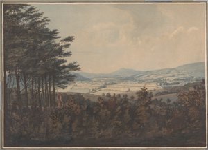 Paysage avec vallée et montagnes