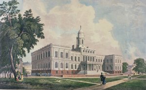 Hôtel de ville, gravé, imprimé et coloré par I. Hill, 1826