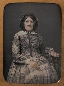 Vieille femme assise portant une robe à carreaux et un bonnet, 1854-60 - William Hardy Kent