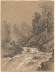 Paysage de montagne, ruisseau et cascade