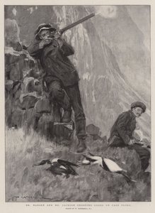 Le Dr Nansen et M. Jackson tirant sur des plongeons au Cap Flora - William Hatherell