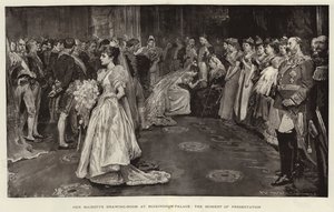 Le salon de Sa Majesté au palais de Buckingham, le moment de la présentation - William Hatherell