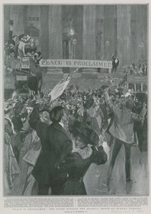 La paix est proclamée : La scène devant le Mansion House le dimanche soir