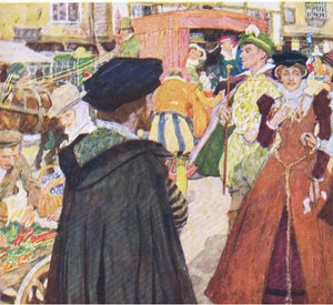 Shakespeare note les modes ridicules des fats sur Ludgate Hill, de My Magazine - William Hatherell