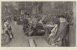 Jugé par ses pairs, vue générale de la galerie royale à la Chambre des Lords lors du procès du comte Russell pour bigamie