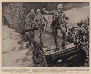 Avec la force de Sir Charles Warren, la 11e brigade traversant la petite rivière Bushman