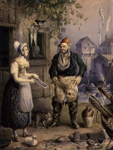 Un pêcheur et une jeune fille, vers 1830