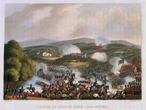 La bataille de Quatre Bras le 16 juin 1815, gravée par Thomas Sutherland, 1815