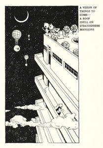 Une vision des choses à venir, une idylle sur le toit des Stratosphere Mansions - William Heath Robinson