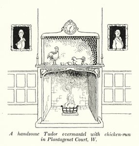 Un beau manteau Tudor avec poulailler à Plantagenet Court, W - William Heath Robinson