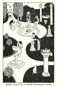Disposition artistique pour un jardin purement ornemental (lithographie) - William Heath Robinson