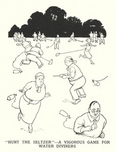 "Chasse au Seltzer", un jeu vigoureux pour les sourciers (lithographie) - William Heath Robinson