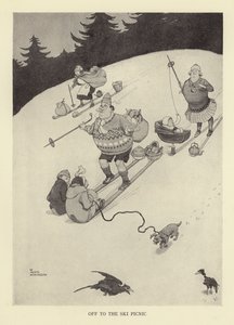 En route pour le pique-nique de ski - William Heath Robinson