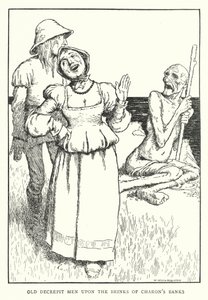 Vieux hommes décrépits sur les rives de Charon - William Heath Robinson