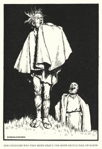 Un Phénicien qui craignait beaucoup que la lune ne tombe sur la terre - William Heath Robinson