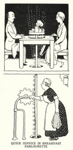 Service rapide dans le petit salon de petit-déjeuner - William Heath Robinson
