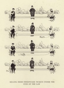 Vente de billets de loterie irlandaise sous les yeux de la loi - William Heath Robinson