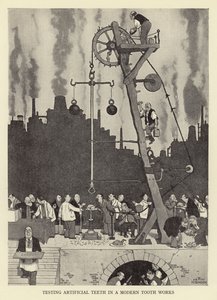 Test des dents artificielles dans une fabrique moderne de dents - William Heath Robinson