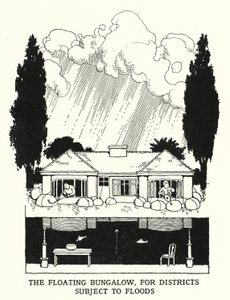 Le bungalow flottant, pour les districts sujets aux inondations - William Heath Robinson