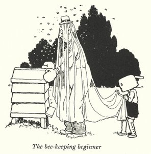 Le débutant en apiculture (lithographie) - William Heath Robinson