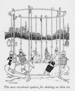 Le nouveau système aérien pour patiner sur la glace mince (lithographie) - William Heath Robinson