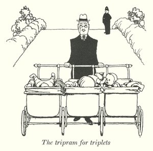 Le tripram pour triplés (lithographie) - William Heath Robinson