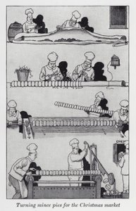 Préparation des tourtes pour le marché de Noël - William Heath Robinson