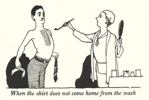Quand la chemise ne revient pas du lavage (lithographie) - William Heath Robinson