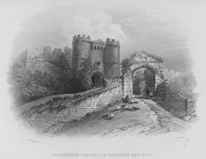 Château de Carisbrooke, Île de Wight, Portails et Donjon - William Henry Bartlett