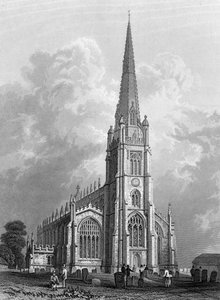 Église Sainte-Marie-la-Vierge, Saffron Walden, gravée par Robert Sands, 1832