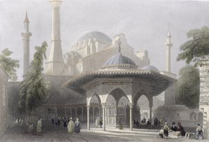Cour et Fontaine de Sainte-Sophie, Istanbul, gravé par J. Redaway, c.1850 - William Henry Bartlett