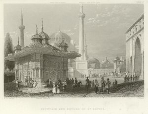 Fontaine et place de Sainte-Sophie, Constantinople - William Henry Bartlett