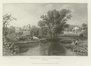Stisted Hall et église, Essex - William Henry Bartlett
