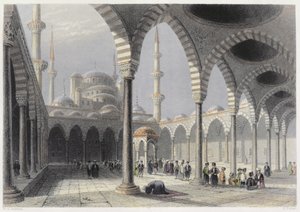 La Cour de la Mosquée du Sultan Achmet, Istanbul, gravée par S. Fisher, c.1850 - William Henry Bartlett