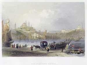 Le Pont Flottant, Istanbul, gravé par J.C. Bentley, vers 1850