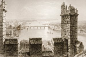La rivière Shannon et Limerick depuis la tour de la cathédrale, comté de Limerick, de 