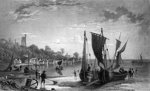 Le village de Leigh, près de Southend, Essex, gravé par Charles Mottram, 1833