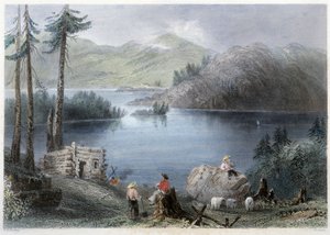 Vue du lac et de la rive - dans "Canadian Scenery Illustrated" par Bartlett W. H.