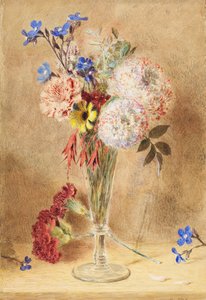 Fleurs dans un vase en verre - William Henry Hunt