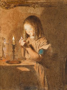 Enfiler une aiguille : La jeune couturière, vers 1845