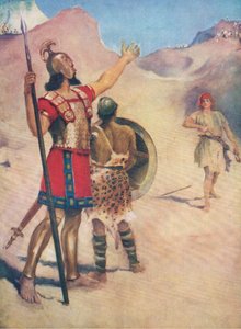 David et Goliath, de The Bible Picture Book publié par Thomas Nelson, c.1950