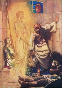 Pierre délivré de prison, de The Bible Picture Book publié par Thomas Nelson, c.1950 - William Henry Margetson