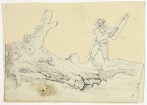 Bûcheron abattant un arbre