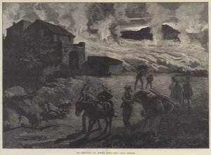 Une éruption du mont Etna, le flux de lave