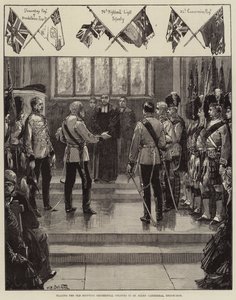 Placement des anciennes couleurs régimentaires écossaises dans la cathédrale St Giles, Édimbourg - William Heysham Overend