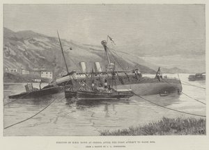Position du HMS Howe à Ferrol après la première tentative de le relever - William Heysham Overend