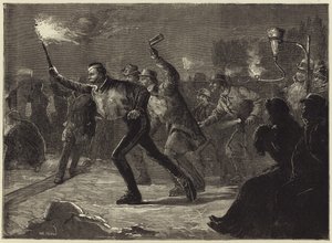 Patinage sur la Serpentine à la lumière des torches (gravure) - William Heysham Overend